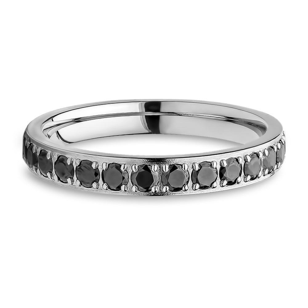 3mm Eternity Wedding Ring Silver Titanium Ring Black CZ Ring