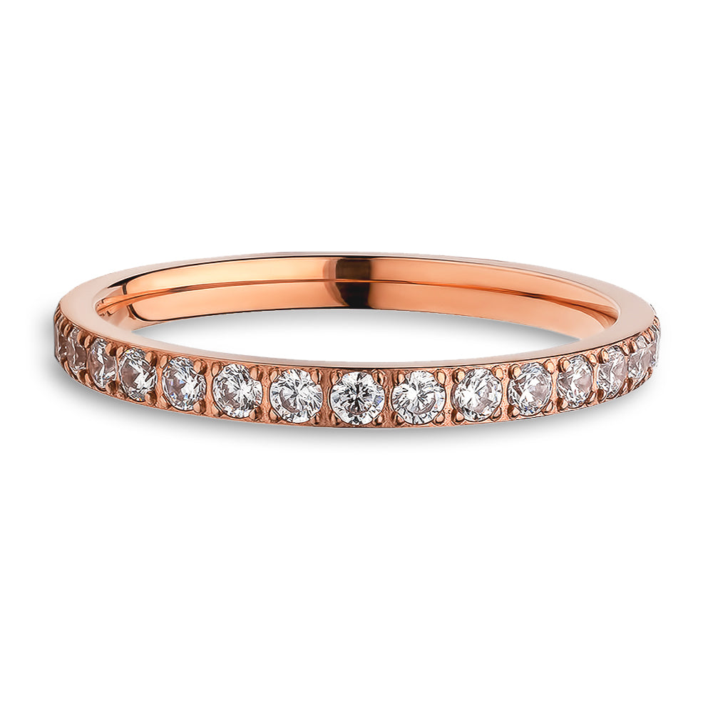 Rose Gold Eternity Ring Titanium Ring CZ Wedding Ring Ladies