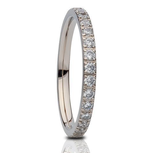 Silver Eternity Ring Titanium Ring CZ Wedding Ring Ladies