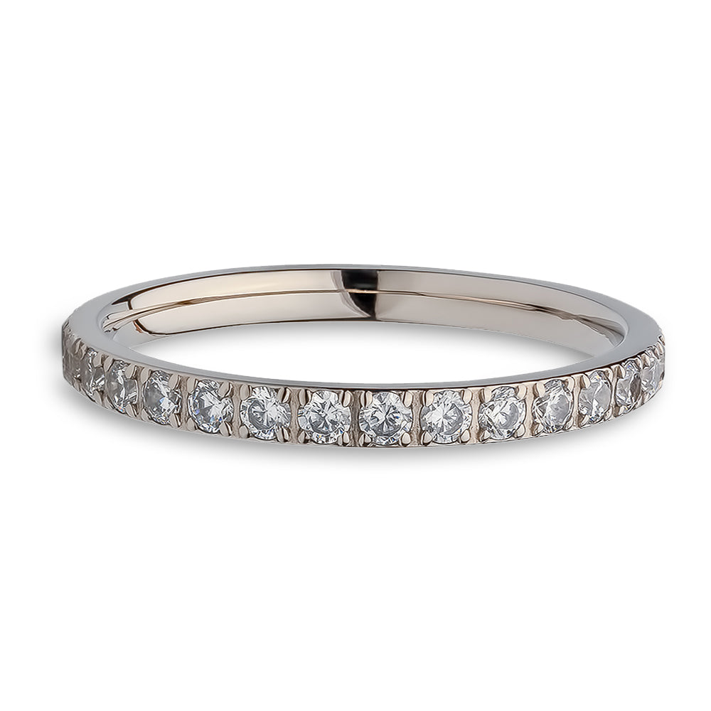 Silver Eternity Ring Titanium Ring CZ Wedding Ring Ladies