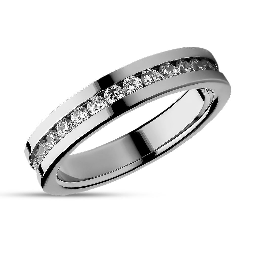 4mm Titanium Wedding Ring Woman's Ring CZ Wedding Ring Engagement Ring