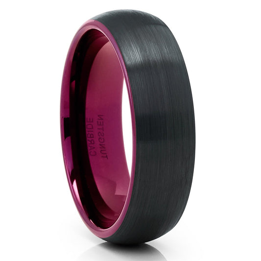 6mm Purple Wedding Ring Tungsten Wedding Ring Engagement Ring Black Ring