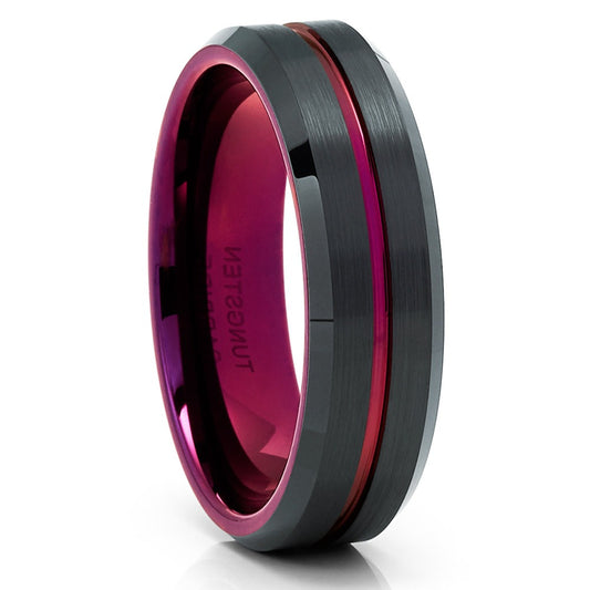 6mm Purple Wedding Ring 6mm Tungsten Ring Engagement Ring,Anniversary