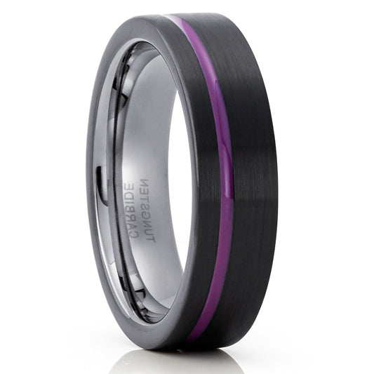 6mm Purple Wedding Ring 6mm Tungsten Ring Engagement Ring Anniversary Ring