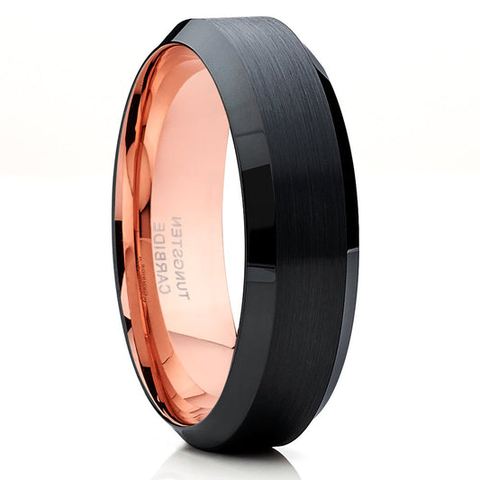 6mm Wedding Ring Black Wedding Band Tungsten Carbide Ring Engagement RinG