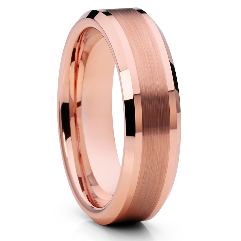 8mm Wedding Ring Rose Gold Tungsten Rings Engagement Ring Man's Wedding Ring