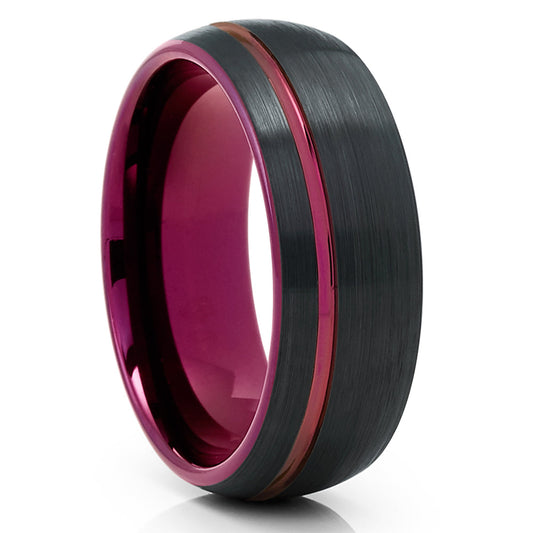 6mm Black Tungsten Ring Purple Wedding Ring Tungsten Carbide Ring Purple Ring