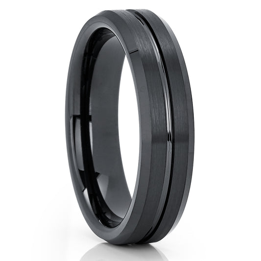 6mm Black Tungsten Ring Tungsten Carbide Ring Engagement Ring Black Wedding Ring