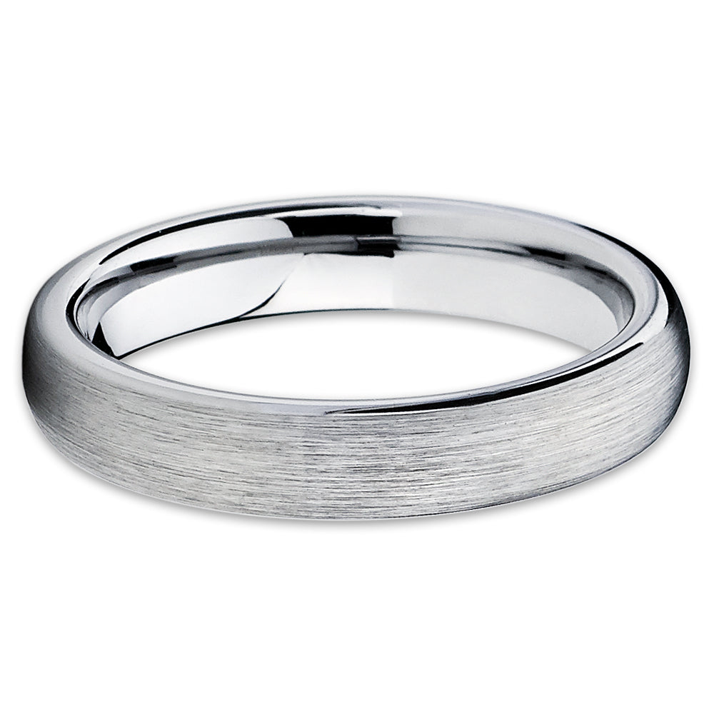 4mm Tungsten Wedding Ring Silver Wedding Ring Tungsten Wedding Ring Brush