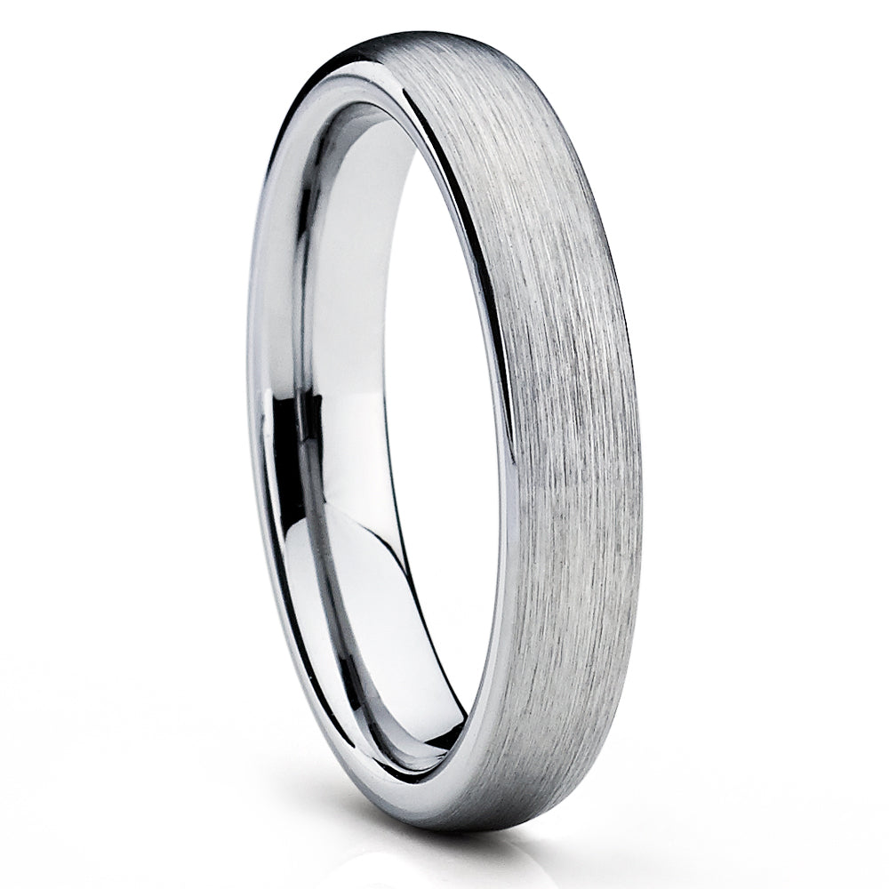 4mm Tungsten Wedding Ring Silver Wedding Ring Tungsten Wedding Ring Brush