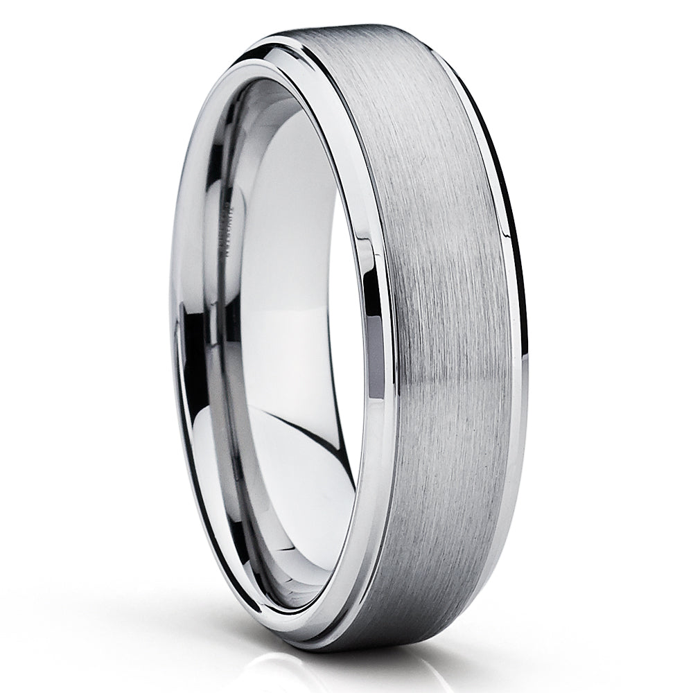 6mm Tungsten Wedding Ring Silver Wedding Ring Tungsten Wedding Ring
