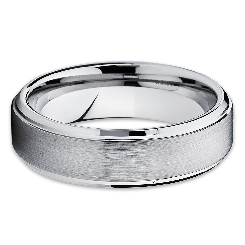 6mm Tungsten Wedding Ring Silver Wedding Ring Tungsten Wedding Ring