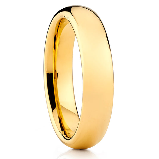 5mm Yellow Gold Tungsten Ring Yellow Gold Wedding Ring Shiny Ring Engagement