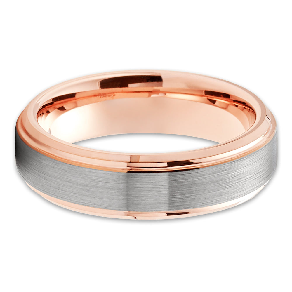 Rose Gold Tungsten Wedding Ring 6mm Wedding Ring Silver Tungsten Ring