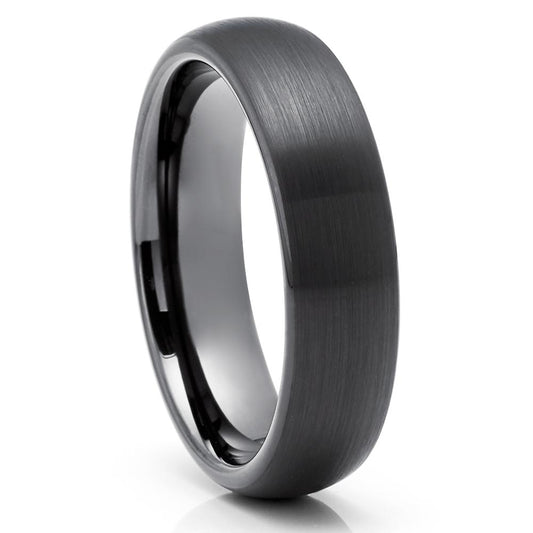 6mm Black Tungsten Wedding Ring Gunmetal Wedding Ring Tungsten Carbide Ring