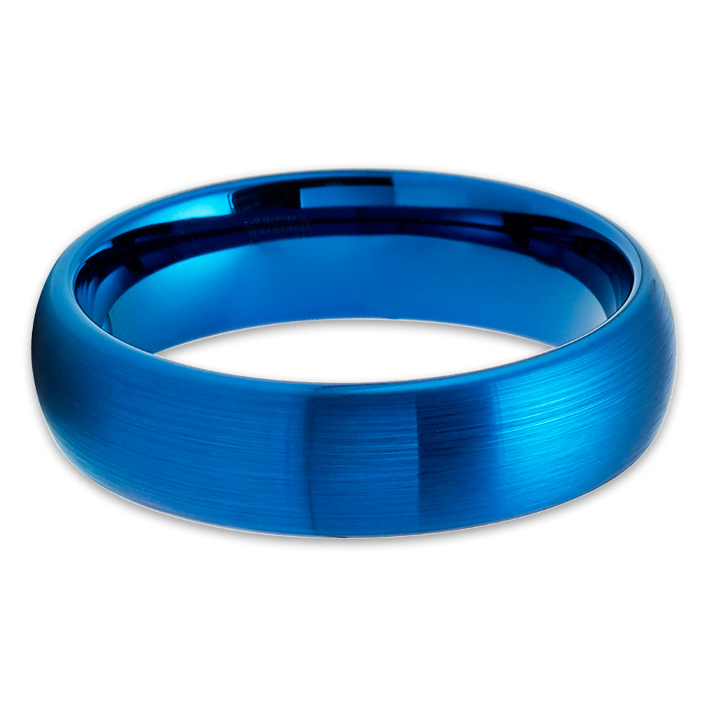 Blue Tungsten Wedding Ring 6mm Wedding Ring Tungsten Carbide Ring Brush
