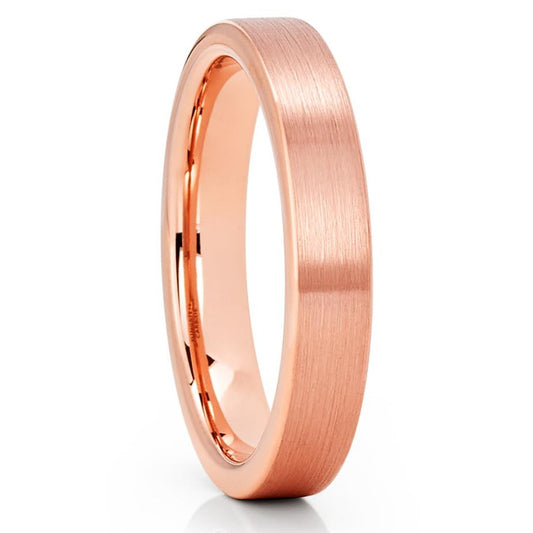 4mm Wedding Ring Rose Gold Wedding Band Tungsten Carbide Ring Engagement