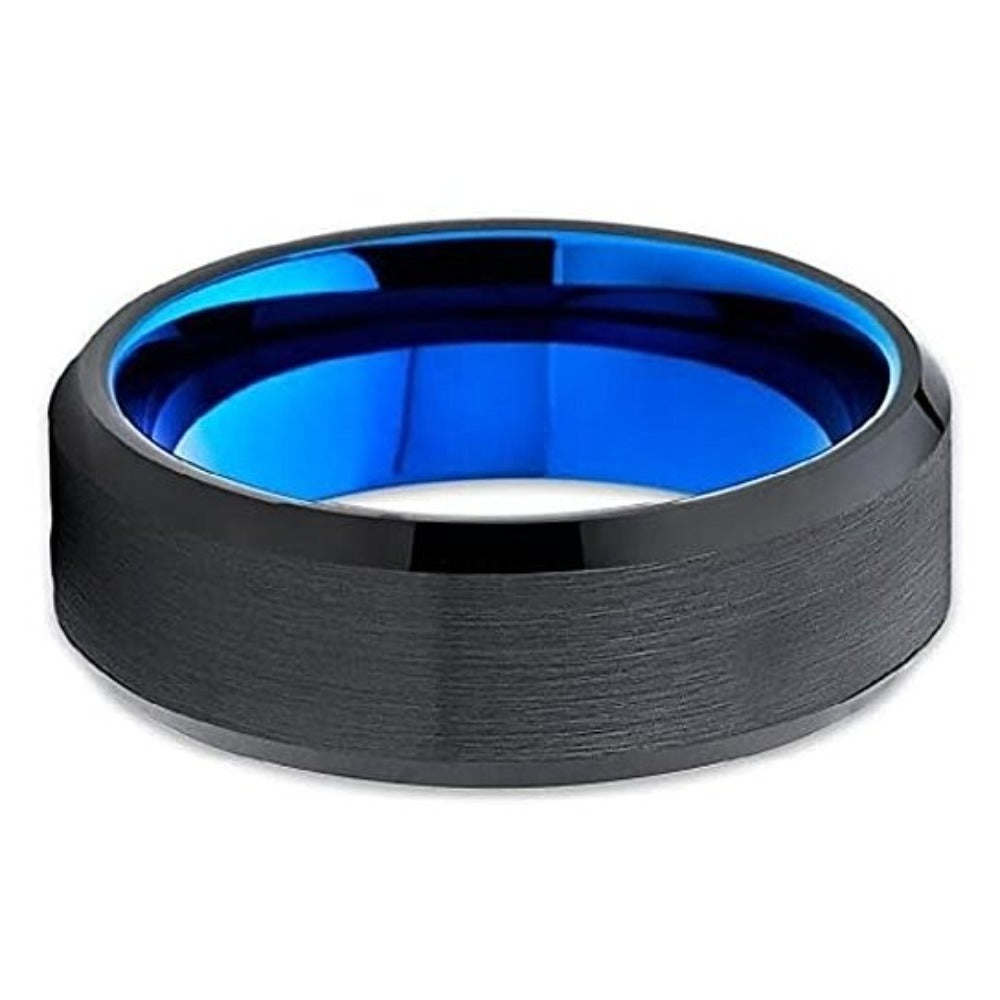 6mm Black Wedding Ring Tungsten Carbide Ring Engagement Ring Black Ring Blue