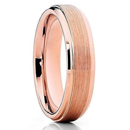 6mm Rose Gold Tungsten Ring Brushed Wedding Ring Tungsten Carbide Ring