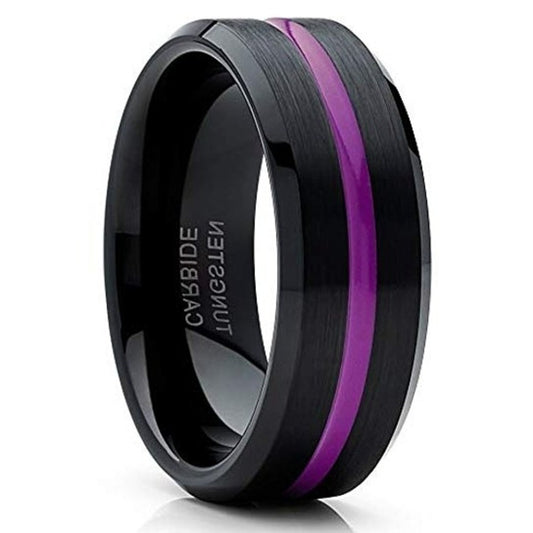 Purple Tungsten Wedding Ring Purple Wedding Ring Tungsten Ring Engagement