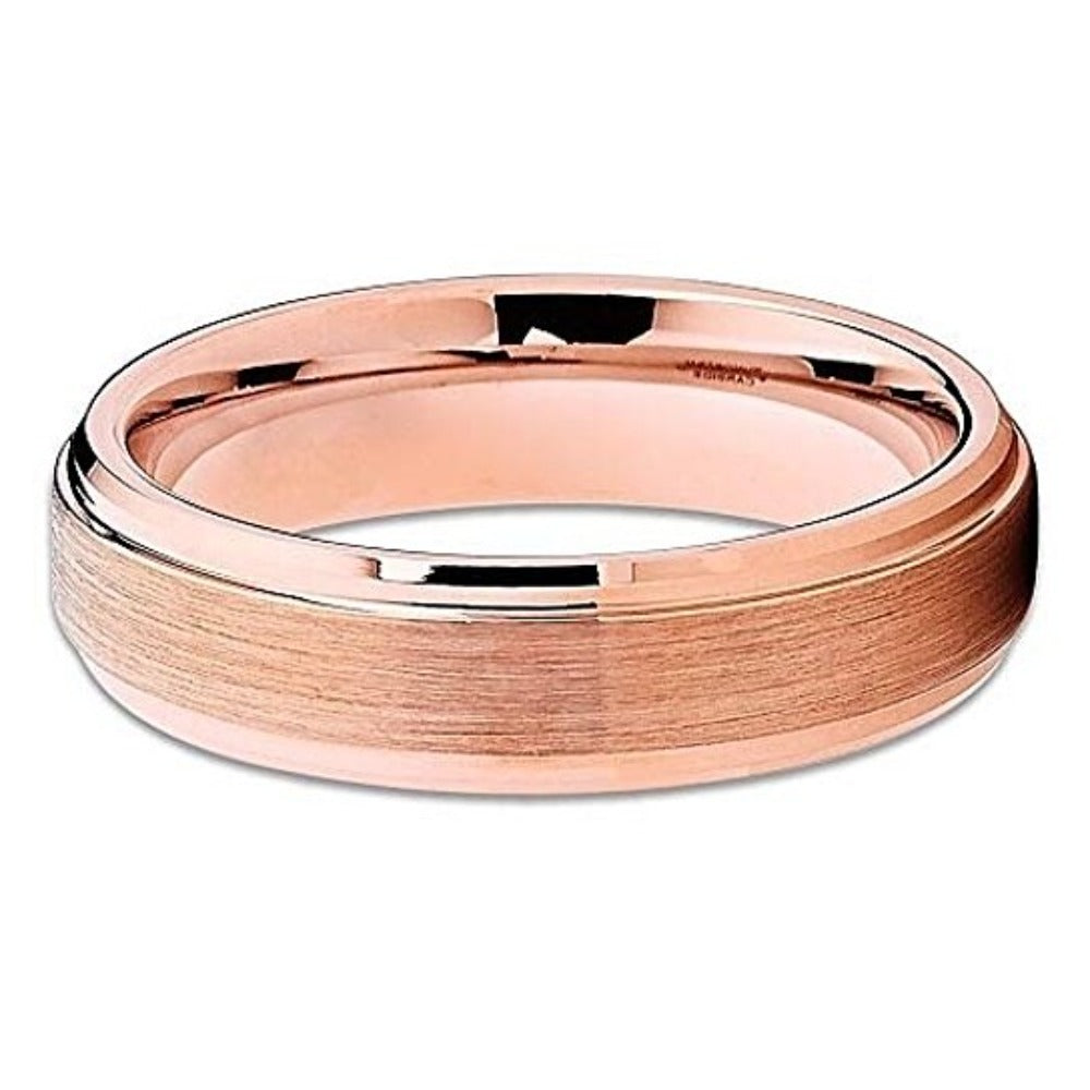 6mm Rose Gold Tungsten Ring Brushed Wedding Ring Tungsten Carbide Ring