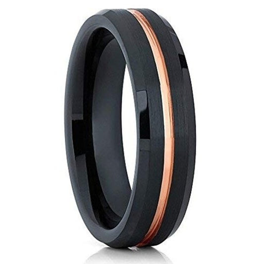 Rose Gold Tungsten Ring Black Tungsten Wedding Ring Engagement Ring