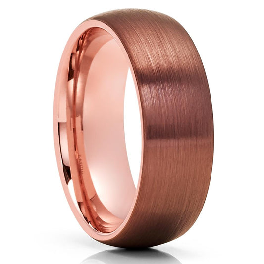 Espresso Wedding Ring,Rose Gold Tungsten Ring,Engagement Ring,Tungsten Carbide Ring,8mm Wedding Ring,Comfort Fit