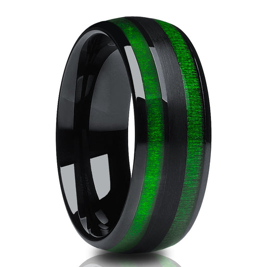 Jade Green Tungsten Wedding Ring,Black Tungsten Ring,Engagement Ring,8mm Wedding Ring,Anniversary