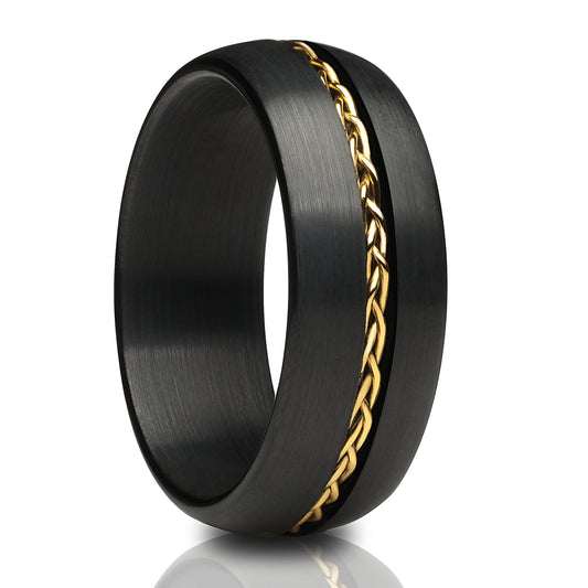 Black Tungsten Ring Braid Wedding Ring 8mm Wedding Ring Black Tungsten Ring