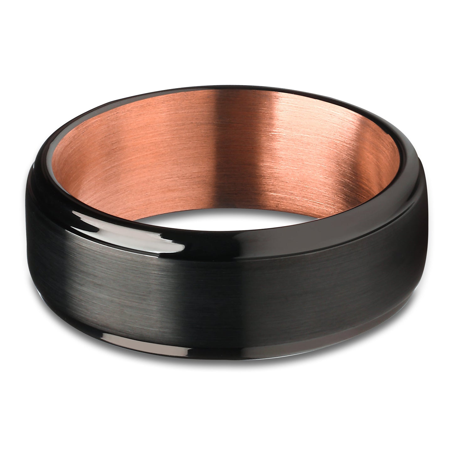 Rose Gold Tungsten Ring 8mm Wedding Ring Black Wedding Ring
