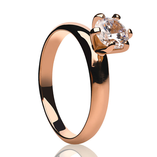 Rose Gold Solitaire Wedding Ring CZ Wedding Ring Titanium Wedding Ring