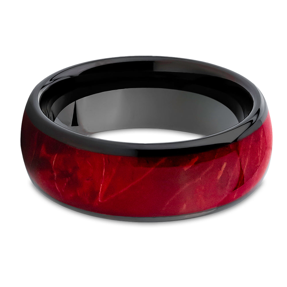 Burl Wedding Ring Red Burl Wood Wedding Band Black Wedding Ring Ring