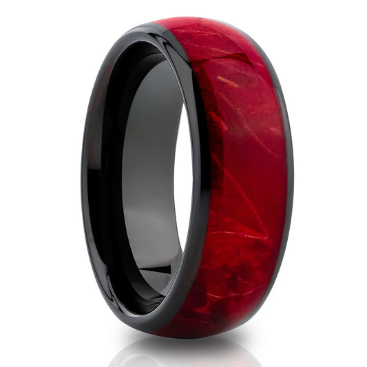 Burl Wedding Ring Red Burl Wood Wedding Band Black Wedding Ring Ring
