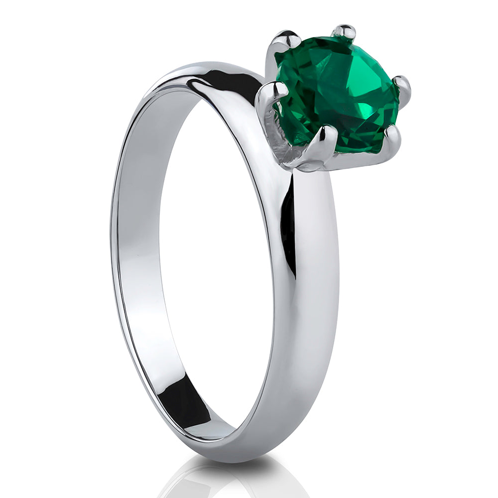 Emerald Wedding Ring,Solitaire Wedding Ring,Titanium Wedding Ring,Anniversary Ring,Engagement Ring,Silver