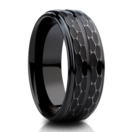 Man's Wedding Ring,Black Tungsten Ring,Engagement Ring,Tungsten Carbide Ring,8mm Wedding Ring,Brush