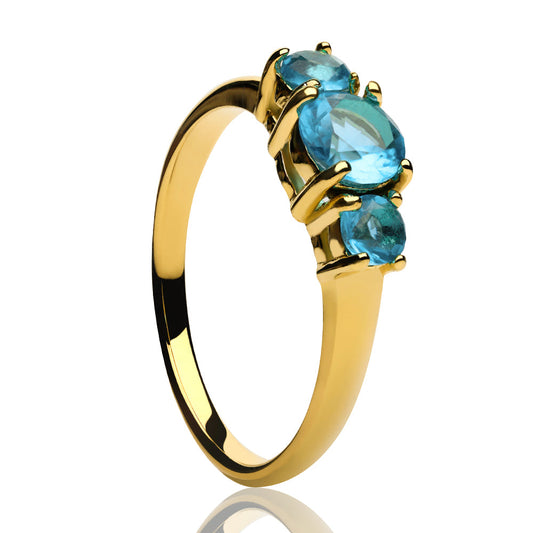 Yellow Gold Solitaire Ring Aquamarine Wedding Ring Engagement Ring