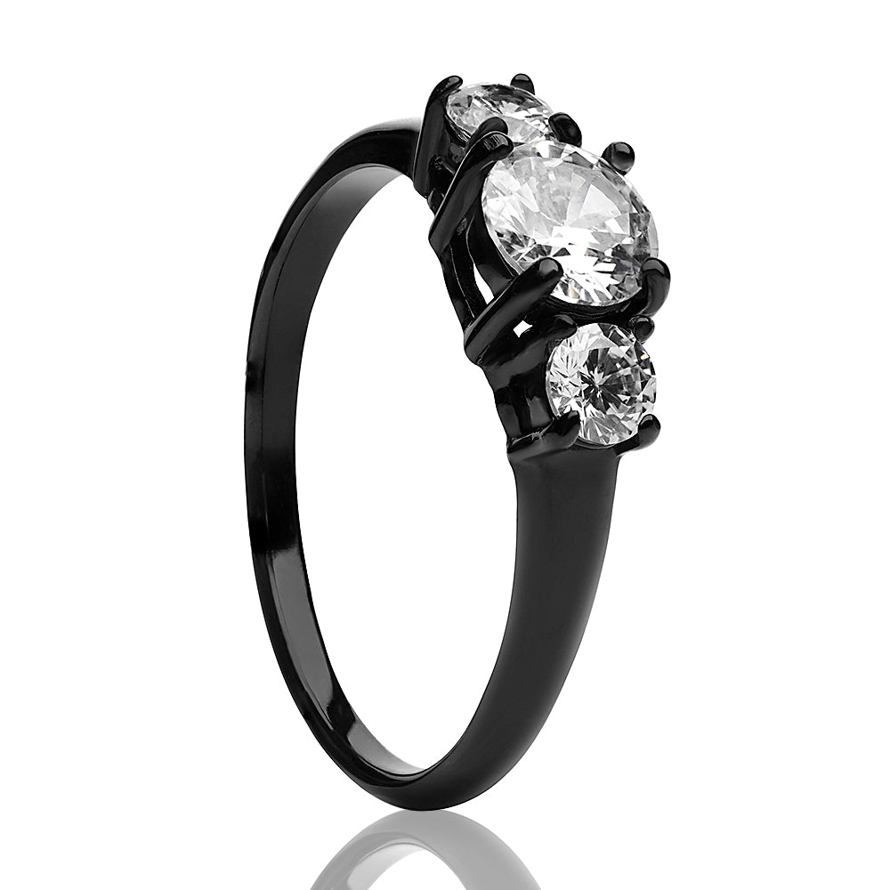 Black Titanium Ring Solitaire Wedding Ring Engagement Ring Anniversary Ring CZ