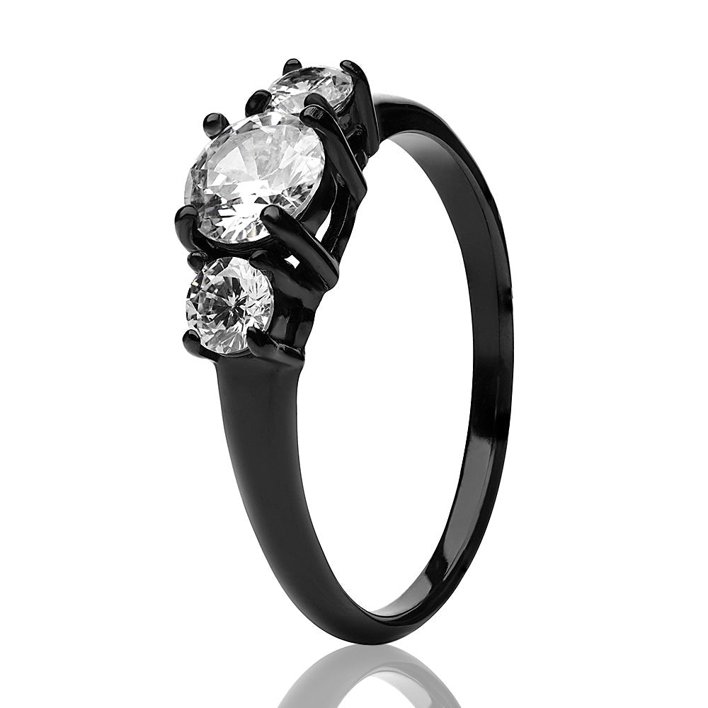 Black Titanium Ring Solitaire Wedding Ring Engagement Ring Anniversary Ring CZ