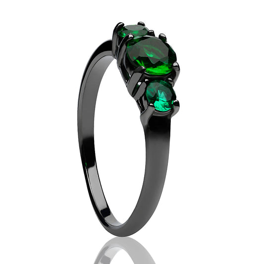 Gunmetal Wedding Ring,Emerald Wedding Ring,Solitaire Wedding Ring,Engagement Ring,Anniversary Ring