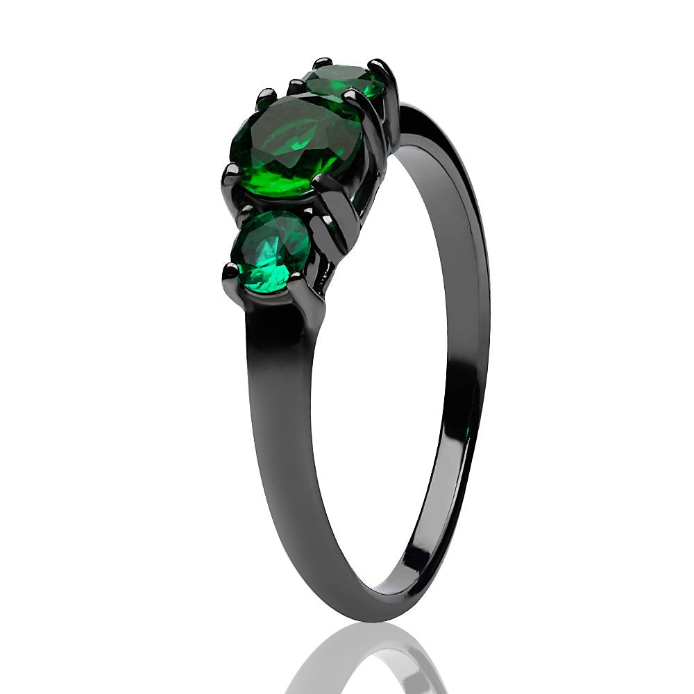 Gunmetal Wedding Ring,Emerald Wedding Ring,Solitaire Wedding Ring,Engagement Ring,Anniversary Ring