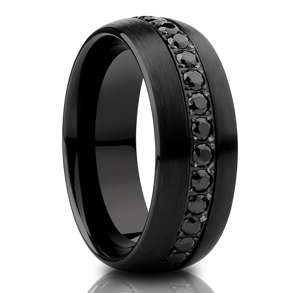 Black Tungsten Wedding Ring CZ Wedding Ring Tungsten Carbide Ring Man's Wedding Band