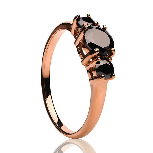 Rose Gold Titanium Wedding Ring Black CZ Wedding Ring Engagement Ring