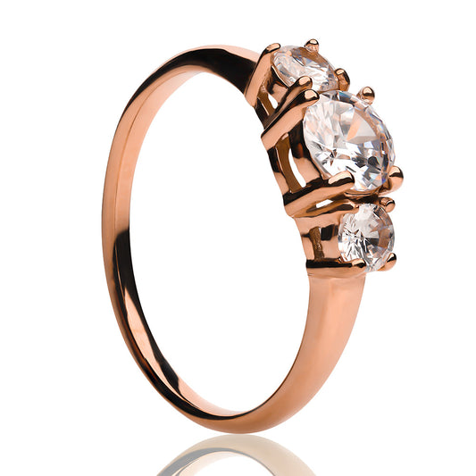 Rose Gold Titanium Wedding Ring Solitaire Wedding Ring Engagement Ring,CZ Wedding Ring