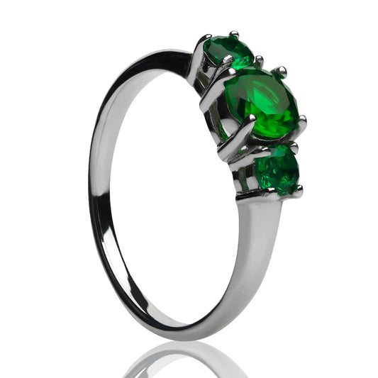 Solitaire Silver Wedding Ring Titanium Wedding Ring Emerald Wedding Ring