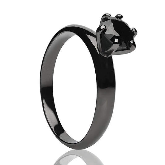 Solitaire Wedding Ring Black CZ Wedding Ring Proposal Ring Engagement