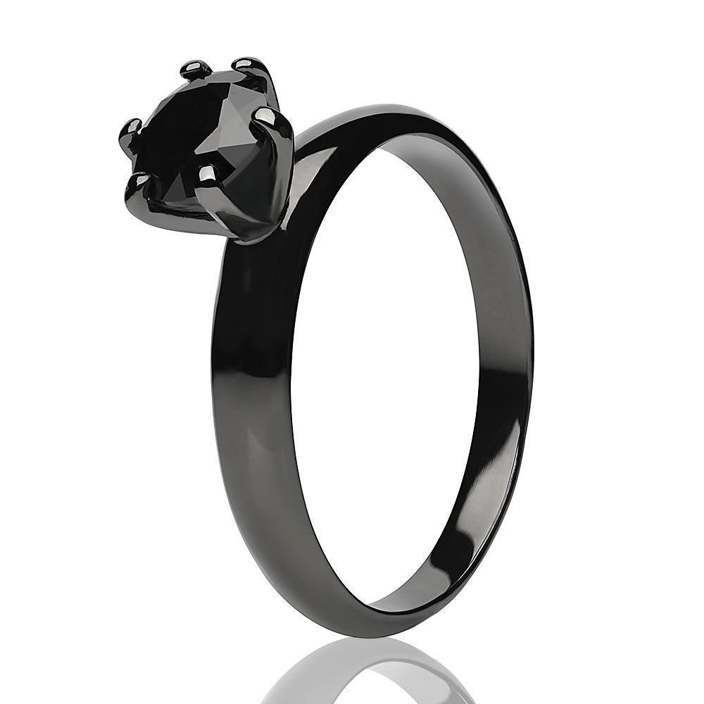Solitaire Wedding Ring Black CZ Wedding Ring Proposal Ring Engagement