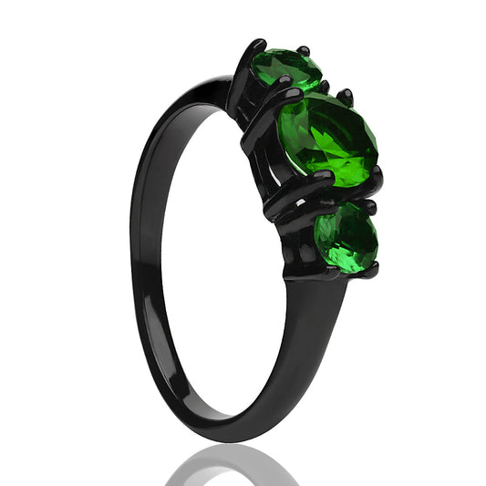 Solitaire Wedding Ring Black Titanium Wedding Ring Emerald Wedding Ring