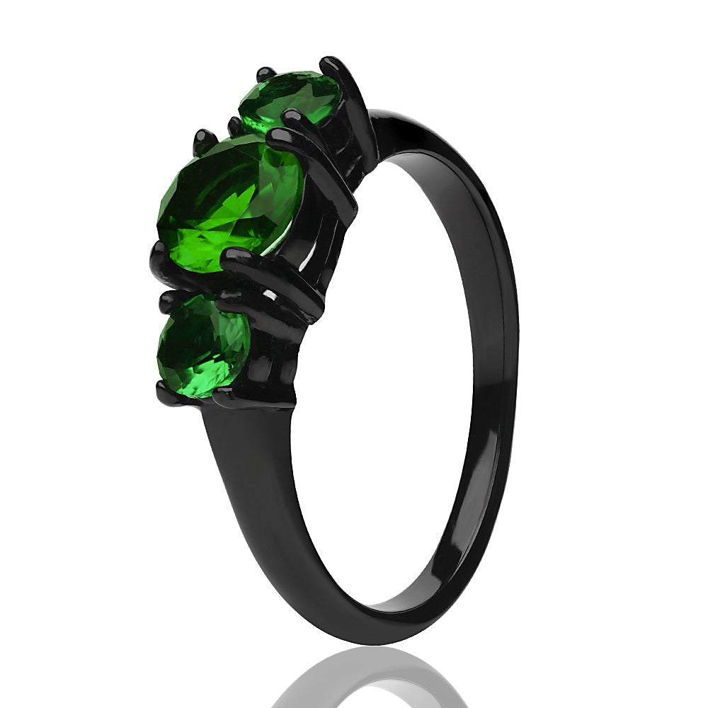 Solitaire Wedding Ring Black Titanium Wedding Ring Emerald Wedding Ring