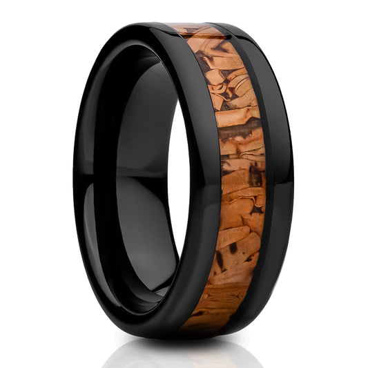 Black Tungsten Wedding Ring 8mm Wedding Ring Cork Wedding Ring Tungsten Ring