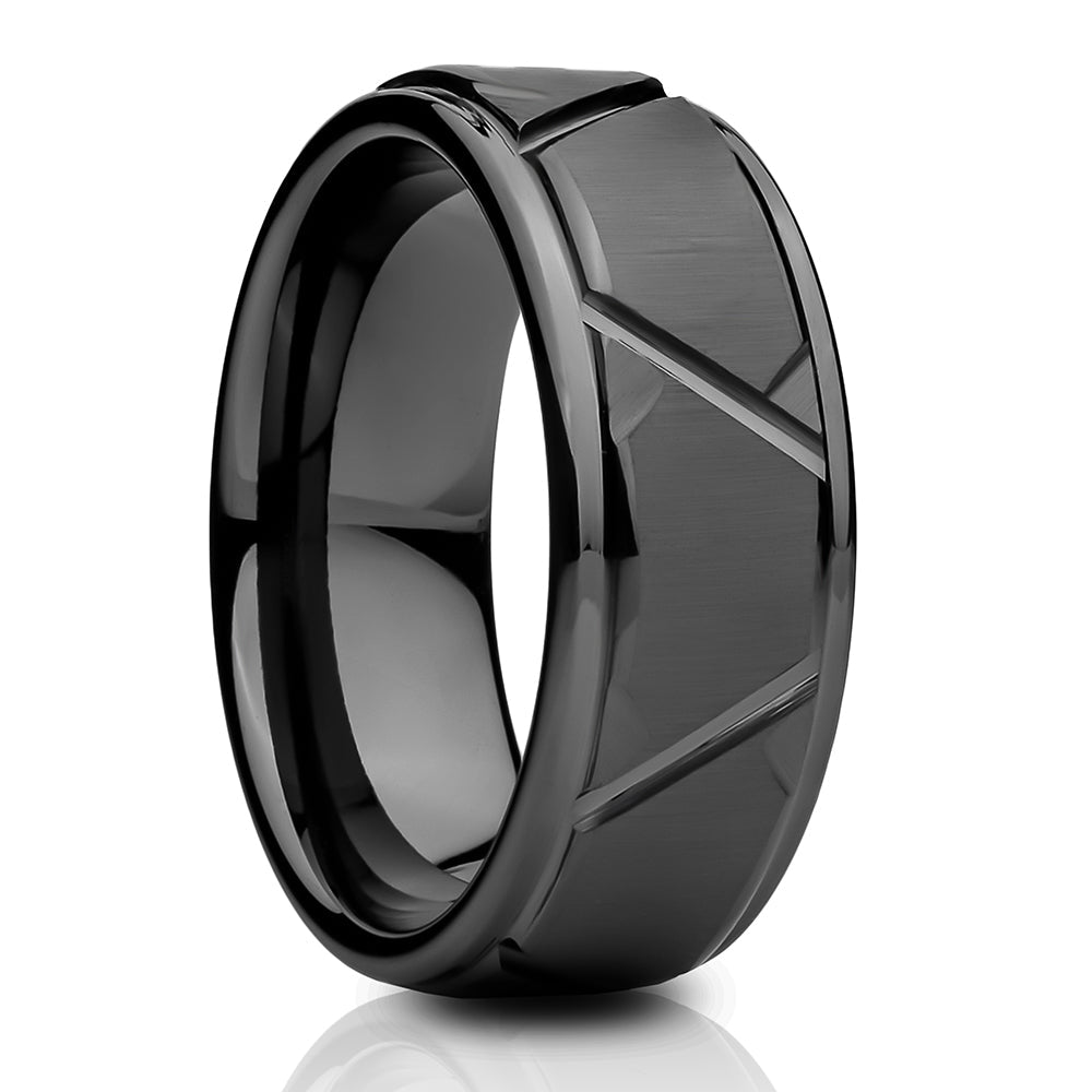 Gunmetal Wedding Ring,8mm Wedding Ring,Tungsten Carbide Ring,Diamond Cut Ring,Engagement Ring,Anniversary Ring,Brush